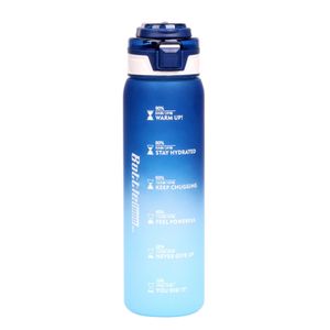 Trinkflasche,1000ml Sport Wasserflasche mit Zeitmarkierungen,auslaufsichere Trinkflasche,BPA-frei für Fitness/Radfahren/Camping/Laufen(Blau)