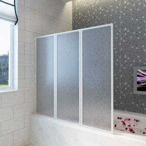 Sweiko Duschwand Duschabtrennung Badewannenfaltwand für Badewanne 3 Paneele faltbar 141 x 132 cm
