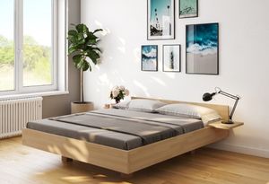 Schwebebett Buche Doppelbett Holz-Bett in schwebender Optik Sondermass180x210 - (4222)