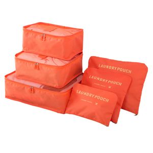 6PCS/Set Travel Waterfof Clothing Sorting Bag Packing Cube Gepäck Organizer-Orange