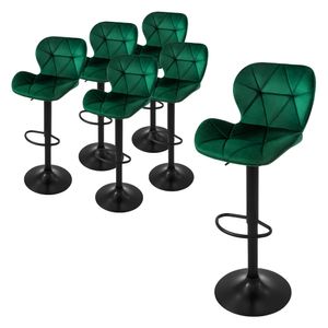 ML-Design sada 6 barových židlí barová židle otočná o 360°, čalouněná barová židle s opěradlem a podnožkou, 59-79 cm
