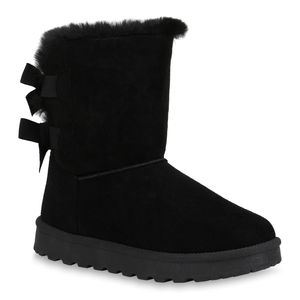 Mytrendshoe Damen Stiefeletten Schlupfstiefeletten Winter Boots Warm Gefüttert 832508, Farbe: Schwarz, Größe: 37