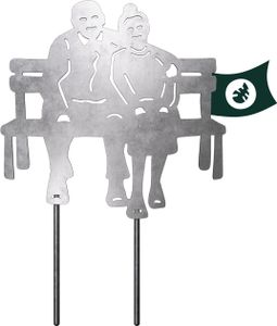 Gartenstecker in Rost & Silber Rost Deko für Garten, Balkon & Terrasse, Design Metallfiguren:Altes Pärchen, Stil Metallfiguren:Silber