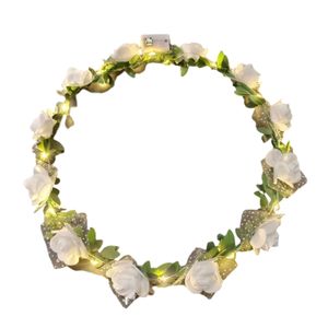 Romantischer leuchtender Kranz LED-Licht Rose Blumen Haarband Kopfschmuck Hochzeit Party Mädchen Geburtstag Favor Leuchtende Haargirlande