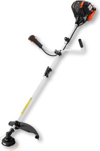 FUXTEC 4-Takt Benzin Motorsense | Freischneider mit 42,5ccm | Rasentrimmer 1,7PS | Fadenmäher | 8kg | 320 mm | mit Faden + Messer | FX-4MS142