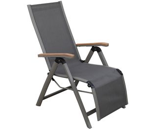 Dehner Relaxsessel Colmar, klappbar, ca. 110 x 59 x 73 cm, Textilen/Aluminium/FSC® Teakholz, anthrazit