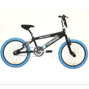Tornado 20-Zoll-Freestyle-Fahrrad Mattschwarz Blaue Reifen 2000024