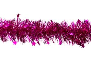 Weihnachtsgirlande Lametta mit Sternen 8cm, 3 Meter, Farbauswahl:fuchsia / pink 187