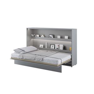MEBLINI Schrankbett Bed Concept - Wandbett mit Lattenrost - Klappbett mit Schrank - Wandklappbett - Murphy Bed - Bettschrank - BC-05 - 120x200cm Horizontal - Grau Matt