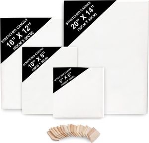 Belle Vous 4 Stk Blanko Leinwand mit Keilrahmen - 15x15 cm, 20x25 cm, 30x40 cm, 35x50 cm – Bespannter Rahmen Keilrahmen Leinwand für Künstlerbedarf –