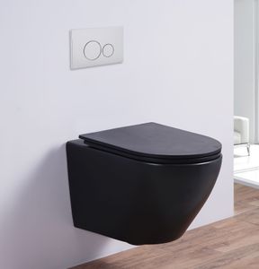 Spülrandloses Wand-WC inkl. Soft-Close Sitz WHR-446075 (matt-schwarz)