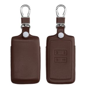 kwmobile Autoschlüssel Hülle kompatibel mit Renault 4-Tasten Smartkey Autoschlüssel (nur Keyless Go) - Leder Schutzhülle Schlüsselhülle Dunkelbraun