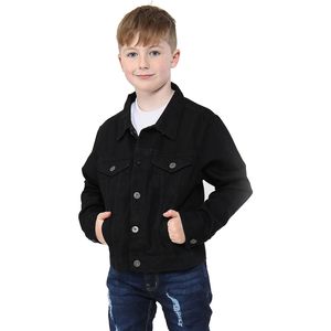 Kinder Jungen Denim Stil Stilvoll Mode Trendig Jet Schwarz Jacke 128