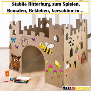 Kinder Spielhaus Burg Spielburg Pappe Bastelkarton Haus Burg Papphaus Kartonhaus Pappburg Papierhaus Karton Playhouse Kinderhaus zum Anmalen Bemalen Kingpower