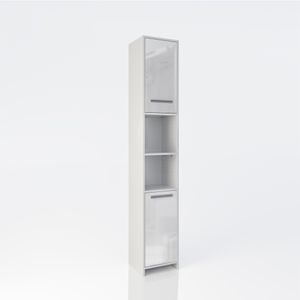 Livinity® Badschrank Kiko, 30 x 190 cm, Weiß Hochglanz
