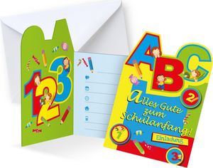 6 Einladungskarten zur Einschulung