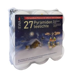 Pyramiden-Teelichte Premium Plus 27 Stück in transparenter Hülle