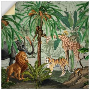 ARTland Wandbild, selbstklebend Retro Afrika Dschungel Tier Safari Größe: 70x70 cm