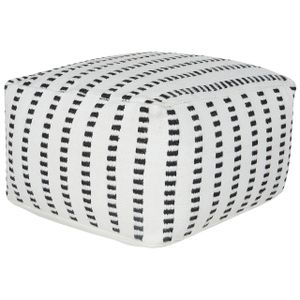 BELIANI Pouf Weiß und Schwarz Stoffbezug 50 x 50 cm mit EPS-Perlen Quadratisch Geometrisches Muster Modern Boho Bodenkissen Sitzpouf Outdoor