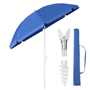 Sekey Sonnenschirm Rund Ø160cm Gartenschirm UV Schutz 50+ Strandschirm mit erdspieß & Schutzhülle, Neigungswinkel und Höhe verstellbar