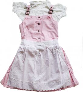 3-tlg Kinder Dirndl Mädchendirndl Dirndlbluse Dirndlschürze Kleid Rosa, Größe:158