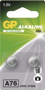GP Alkalická knoflíková baterie A76F (LR44), 2 ks, B13763