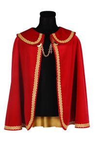 T2563-0514 kurz rot mit Goldborte Kinder Damen Prinzen Umhang Dreigestirn Kostüm Länge ca.80 cm