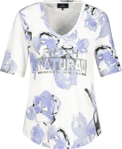 Monari Damen T-Shirt Blumenmuster aqua blue gemustert 40