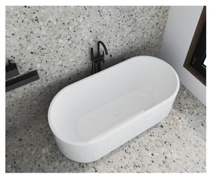 Some | Badewanne - Freistehende Badewanne - Solano - 160x74,5x60 cm - Hochglanz Weiß - Modernes Design - mit Syphon und Überlauf