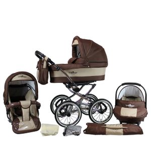 Bergsteiger Venedig Nostalgie / Retro Kinderwagen, 3-in-1 Kombikinderwagen, Megaset 10-teilig inkl. Babyschale, Babywanne, Sportwagen und Zubehör