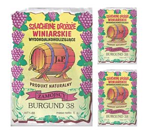 HUGBERT Weinhefe, BURGUND 38, für Rotweine, 100% natürlisches Produkt, Gärhefe Hefe, 3 Stück
