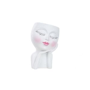 Gesichtsblume Pot Dornröschen glatte Kante menschliches Gesicht Steckbacken flacher Kopf dekorativ-Weiß