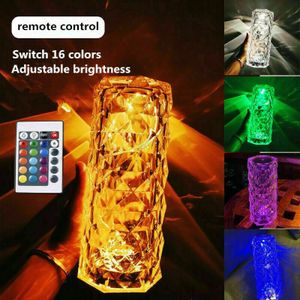 21cm Kristall-Tischlampe Kristall-Diamant-Touch-Tischlampe 16-Farben USB LED-Atmosphäre-Nachtlicht Valentinstag Geschenk