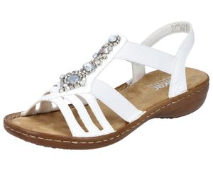 Rieker Damen Sandale Slingback Glitzersteine 60839, Größe:38 EU, Farbe:Weiß