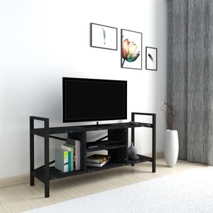 Fernsehtisch Osterøy TV Board schwarze Marmor-Optik TV Bank 61 x 120 x 35 cm TV Regal Wohnzimmertisch Metallgestell