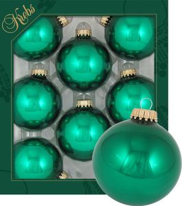 Krebs Glas Lauscha Uni Kugeln - Smaragdgrün Kugeln zum Anhängen - 8 Stück - 7cm - 70109