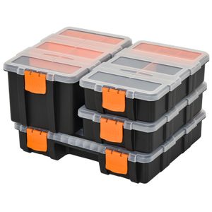 DURHAND 4PCS Werkzeugaufbewahrung Box Multifunktionales Werkzeugbox Sortierkasten Kleinteilemagazin Teile Kunststoff Orange+Schwarz 28,7 x 22,5 x 5,5 cm