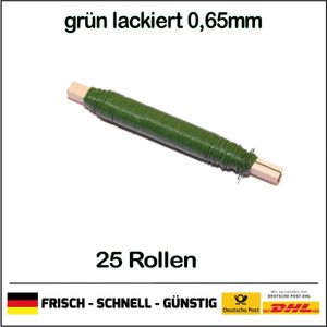 Floristik Wickeldraht grünlackiert, Bindedraht für Deko & Modellbau, Ø 0,65mm, 38m, 25 Rollen