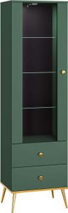 FURNLUX Vitrine Fort Grün Und Gold 55cm / Hauptfarbe: Grün / Abmessungen: 55 x 190 x 40 cm FURNLUX Vitrine Fort Grün Und Gold 55cm / Hauptfarbe: Grün / Abmessungen: 55 x 190 x 40 cm