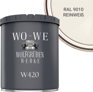 Holzfarbe Holzlack Holzanstrich Holzbeschichtung W420 - Reinweiß RAL 9010 - 750ml