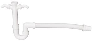 Flexibler Röhrensiphon | Siphon für Küchenspüle, Waschmaschine und Spülmaschine | 1 1/2 x 40/50 mm | Kunststoff-Röhrengeruchsverschluss | Mit zwei Winkel-Schlauchverschraubungen
