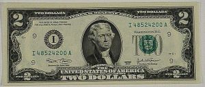2 US-Dollar Banknote bankfrisch, Ausgabe 2003. ID6863