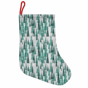 ABAKUHAUS Geometrischer Wald Hängende Nikolausstiefel Weihnachtssocken, Winter-Bäume, Weihnachtsstrumpf zum Aufhängen, 25x35cm, Reseda Grün Blassgrau