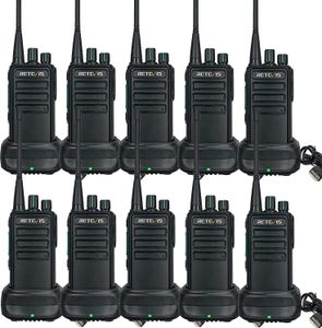 Retevis RB629 Funkgeräte, PMR446 Lizenzfrei, Robustes Walkie-Talkie mit Drahtlose Klonfunktion VOX, Notfallalarm 16 Kanäle CTCSS DCS Wiederaufladbares Funkgerät für die Baustelle Transport (10 Stück, Schwarz)