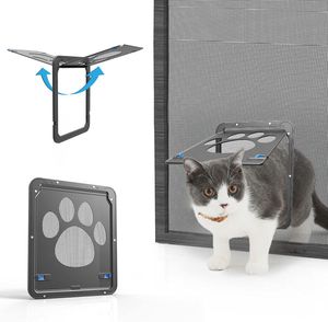 Haustierklappe Fliegengitter mit Magnet Hundeklappe Katzenklappe für Fliegengittertür Abschließbar Haustiertür für Katzen/ Hunde