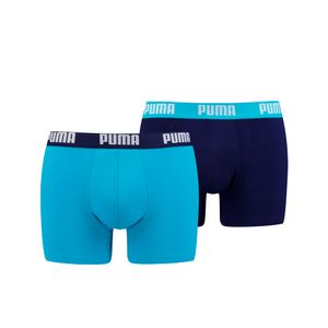 PUMA Herren Boxer Shorts, 2er Pack - Boxers, Baumwolle Stretch, einfarbig Dunkelblau/Hellblau L