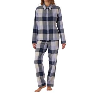 Schiesser Selected! Premium Web Organic Cotton Pyjama Oberteil mit Reverskragen und Knopfleiste, Hose mit Gummibund und seitlichen Taschen, Weiche, wärmende Flanell-Qualität