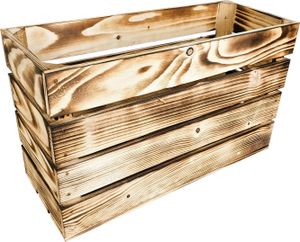 Lermowood Holzkisten 50 x 20 x 30cm Geflammte Dekokisten aus Holz Holzkiste Regalkiste Weinkiste