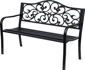 Gartenbank 3-Sitzer Sitzbank Stahlbank Bank mit Armlehnen Gusseisen Schwarz 127 x 60 x 89