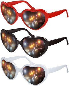3 Stück Herz Effekt Brille, Brille Beugungsbrille Spezialeffektbrille mit Herz-Effekt, Fashion Sunglasses Herz Special Effect, für ​Fasching Musik im Freien Party Bar Feuerwerk